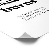 Modernes Schwarz Diese Kerze Burns Memorial-Zeiche Poster (Ecke)