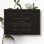 Modernes Schwarz | Elegante Minimalistische Moody  Save The Date<br><div class="desc">Formal schwarz speichern Sie die Datumskarten mit kalligraphischen Schriftzeichen Akzenten.</div>