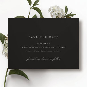 Modernes Schwarz   Elegante Minimalistische Moody  Save The Date