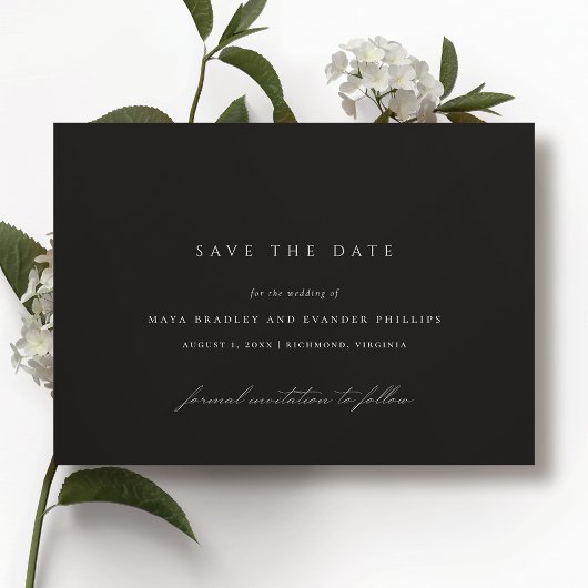 Modernes Schwarz | Elegante Minimalistische Moody Save The Date