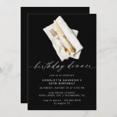 Modernes Schwarz | Extravagantes Skript Geburtstag Einladung (Vorne/Hinten)