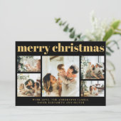 Modernes Schwarz | Fotocollage Feiertagskarte (Stehend Vorderseite)