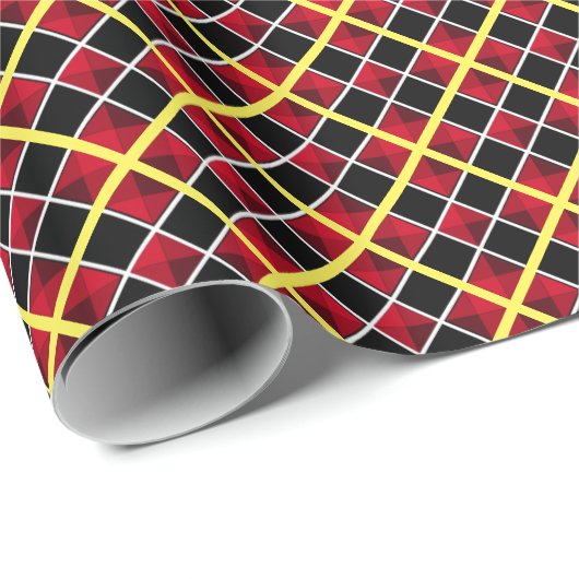 Modernes, schwarz-gelbes Schachbrett Geschenkpapier (Rolleneckpunkt)