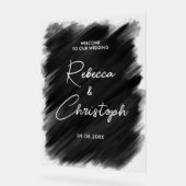 Modernes, schwarz gestrichenes Hochzeitswillkommen Acrylschild (Winkel)