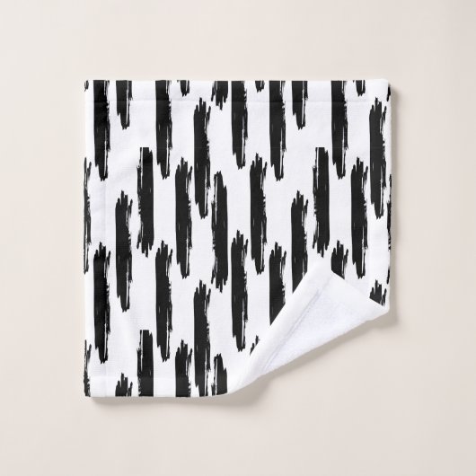 Modernes, schwarz gestrichenes Muster Badhandtuch Set (Waschlappen)