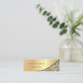 Modernes Schwarz, Glitzer, Gold Mini Visitenkarte (Stehend Vorderseite)