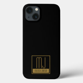Modernes Schwarz-Gold-Anfangsmonogramm Case-Mate iPhone Hülle