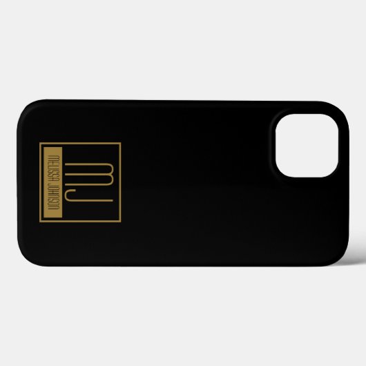 Modernes Schwarz-Gold-Anfangsmonogramm Case-Mate iPhone Hülle (Rückseite (Horizontal))