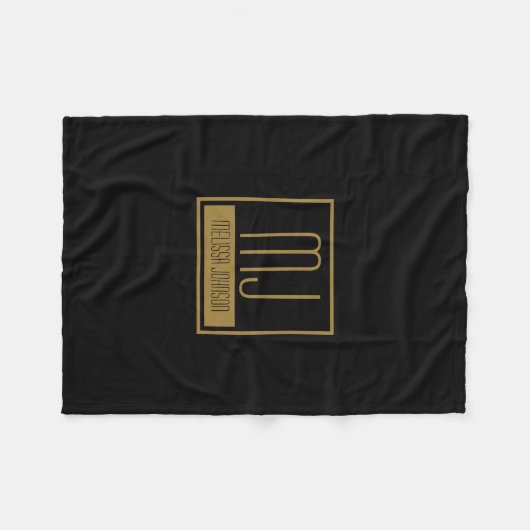 Modernes Schwarz-Gold-Anfangsmonogramm Fleecedecke (Vorderseite (Horizontal))