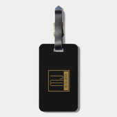 Modernes Schwarz-Gold-Anfangsmonogramm Gepäckanhänger (Rückseite vertikal)