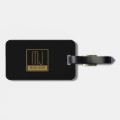 Modernes Schwarz-Gold-Anfangsmonogramm Gepäckanhänger (Rückseite horizontal)