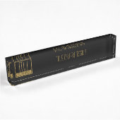 Modernes Schwarz-Gold-Anfangsmonogramm Namensplakette