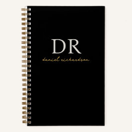Modernes Schwarz-Gold-Anfangsskriptmonogramm Notizblock