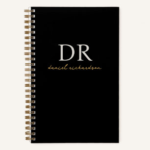 Modernes Schwarz-Gold-Anfangsskriptmonogramm Notizblock