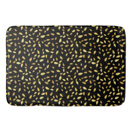 Modernes Schwarz-Gold-Blätter Illustriertes Muster Badematte