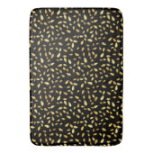 Modernes Schwarz-Gold-Blätter Illustriertes Muster Badematte (Vorderseite Vertikal)