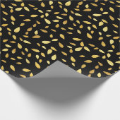 Modernes Schwarz-Gold-Blätter Illustriertes Muster Geschenkpapier (Ecke)