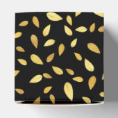 Modernes Schwarz-Gold-Blätter Illustriertes Muster Geschenkschachtel (Oben)