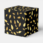 Modernes Schwarz-Gold-Blätter Illustriertes Muster Geschenkschachtel (Rückseite)