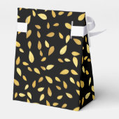 Modernes Schwarz-Gold-Blätter Illustriertes Muster Geschenkschachtel (Rückseite)