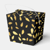Modernes Schwarz-Gold-Blätter Illustriertes Muster Geschenkschachtel (Rückseite)