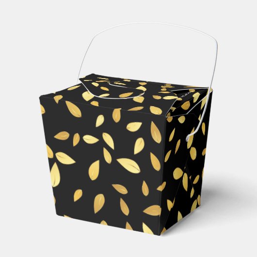 Modernes Schwarz-Gold-Blätter Illustriertes Muster Geschenkschachtel (Vorderseite)