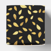 Modernes Schwarz-Gold-Blätter Illustriertes Muster Geschenkschachtel (Oben)