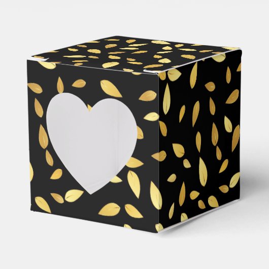 Modernes Schwarz-Gold-Blätter Illustriertes Muster Geschenkschachtel (Vorderseite)