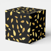 Modernes Schwarz-Gold-Blätter Illustriertes Muster Geschenkschachtel (Rückseite)