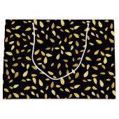 Modernes Schwarz-Gold-Blätter Illustriertes Muster Große Geschenktüte (Vorderseite)