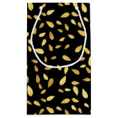 Modernes Schwarz-Gold-Blätter Illustriertes Muster Kleine Geschenktüte (Rückseite)