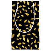 Modernes Schwarz-Gold-Blätter Illustriertes Muster Kleine Geschenktüte (Vorderseite)