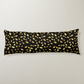 Modernes Schwarz-Gold-Blätter Illustriertes Muster Seitenschläferkissen (Rückseite)