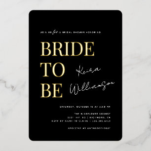 Modernes Schwarz-Gold-Brautparty Folieneinladung