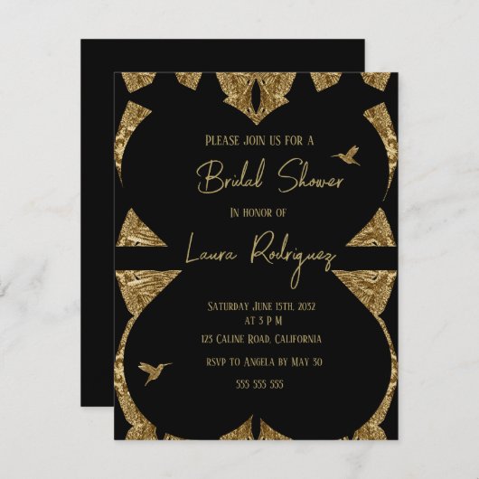 Modernes Schwarz-Gold-Brautparty laden (Vorne/Hinten)