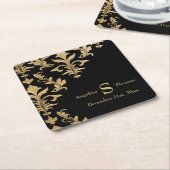 Modernes Schwarz-Gold-Damasle-Dekor für Hochzeiten Rechteckiger Pappuntersetzer (angewinkelt)