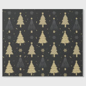 Modernes Schwarz & Gold Elegantes Weihnachtsbaummu Geschenkpapier (Flach)