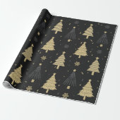 Modernes Schwarz & Gold Elegantes Weihnachtsbaummu Geschenkpapier (Ungerollt)