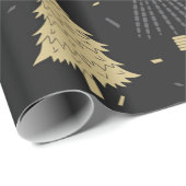 Modernes Schwarz & Gold Elegantes Weihnachtsbaummu Geschenkpapier (Rolleneckpunkt)