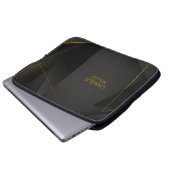 Modernes Schwarz-Gold-Halbtonmuster und Anpassungs Laptopschutzhülle (Vorne Knopf)