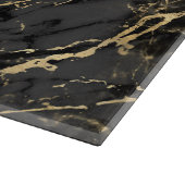 Modernes Schwarz-Gold-Marmor-Muster Schneidebrett (Ecke)