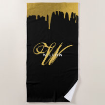 Modernes Schwarz/Gold Monogram-Vintages Skript