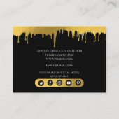 Modernes Schwarz/Gold Monogram-Vintages Skript Visitenkarte (Rückseite)