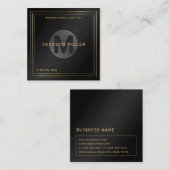 Modernes Schwarz/Gold-Monogramm Beruflich Quadratische Visitenkarte (Vorne/Hinten)