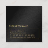 Modernes Schwarz/Gold-Monogramm Beruflich Quadratische Visitenkarte (Rückseite)