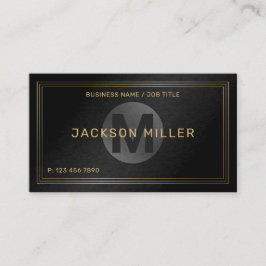 Modernes Schwarz/Gold-Monogramm Beruflich Visitenkarte