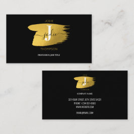 Modernes Schwarz & Gold Monogramm Visitenkarte