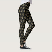 Modernes Schwarz-Gold-Niedliches Bienenmuster Leggings (Rechts)