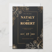 Modernes Schwarz/Gold Save the Date Minimalistisch (Vorderseite)