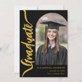 Modernes Schwarz-Gold-Script-Foto Ankündigung (Vorderseite)
